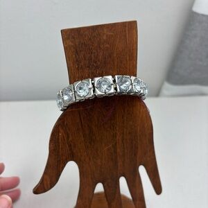 Casual Silver Bracelet with Rhinestones, chunky, summer, festival, beach, dressy